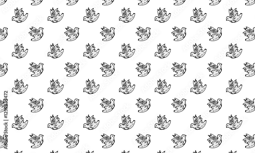 Seamless Pattern of Gray and White Doves - Vector Illustration Seamless Pattern of Gray and White Doves - Vector Illustration