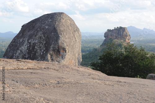 Lion Rock mountain with ancient fortress in Sigiriya (Sinhagiri) in the jungle of Matale District near the town of Dambulla in the Central Province, Sri Lanka, Asia