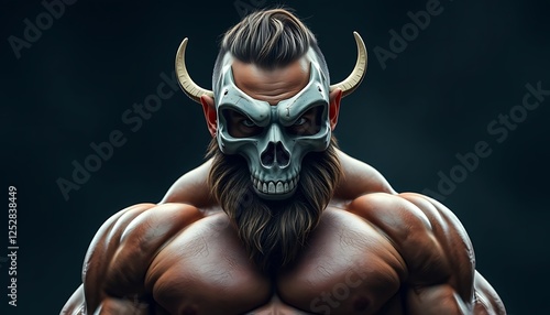 Strong Muscular Bull With Dark Background