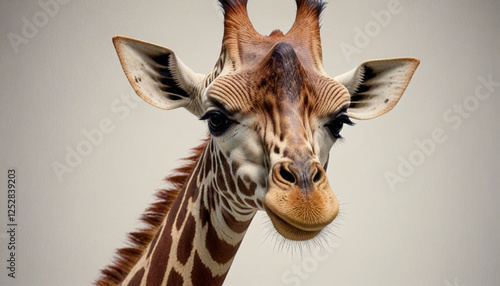 portrait of a giraffe on white background
