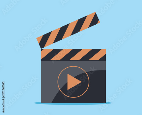 Board clapperboard and play button icon