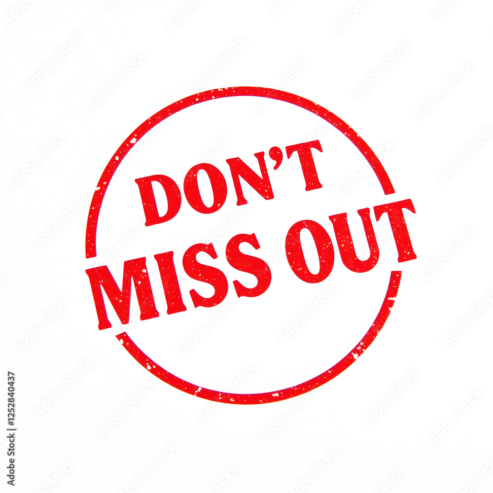 Don't Miss Out text stamp red rubber stamp on white background. Generative AI Don't Miss Out text stamp red rubber stamp on white background. Generative AI