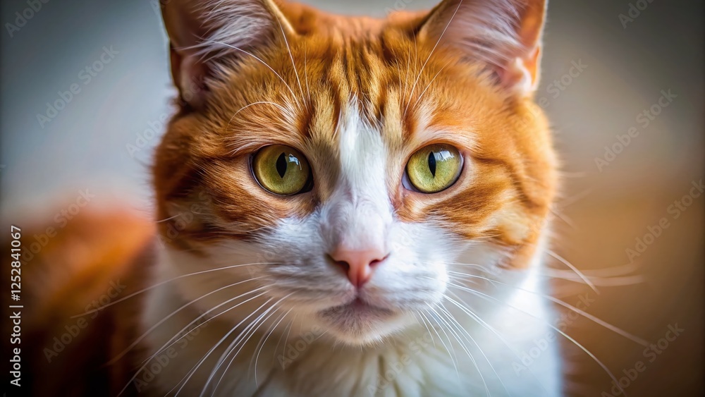 Adorable Red and White Domestic Cat Close-Up Portrait - High Resolution Stock Photo Adorable Red and White Domestic Cat Close-Up Portrait - High Resolution Stock Photo