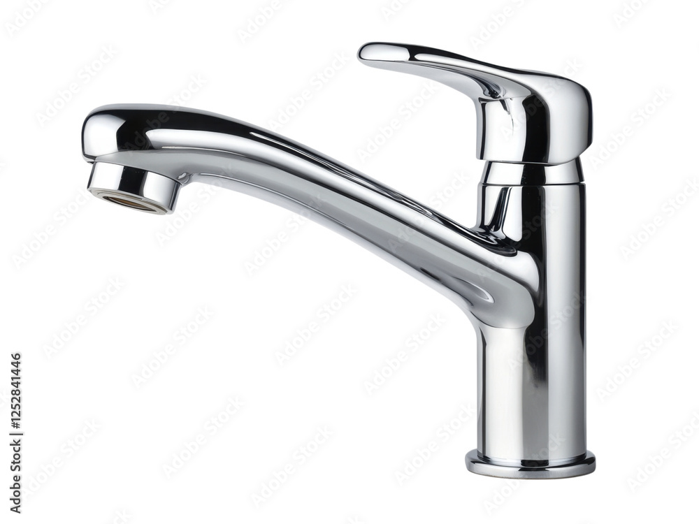 Shiny chrome faucet with a modern design against a black background. Shiny chrome faucet with a modern design against a black background.