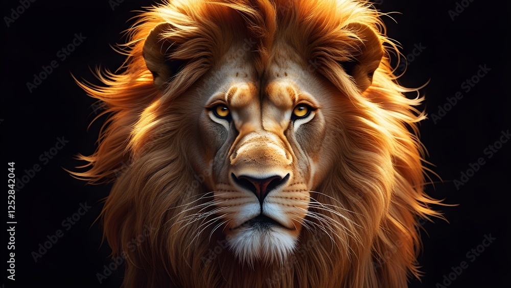 Detailed image of a lion's,A close-up of a male lion's face,Majestic Lion Portrait with Intense Expression,Lion portrait on black background Detailed image of a lion's,A close-up of a male lion's face,Majestic Lion Portrait with Intense Expression,Lion portrait on black background