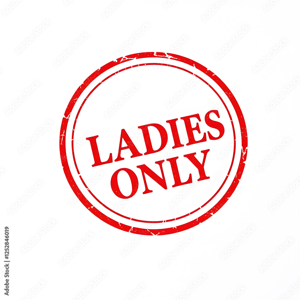 Ladies Only text stamp red rubber stamp on white background. Generative AI Ladies Only text stamp red rubber stamp on white background. Generative AI