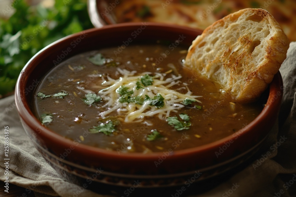A bowl of hearty chili with a side of crusty bread. A bowl of hearty chili with a side of crusty bread.