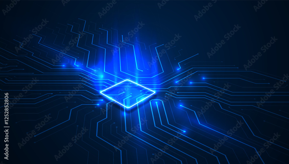 Obraz premium Circuit board. Technology background. Central Computer Processors CPU concept. Motherboard digital chip.