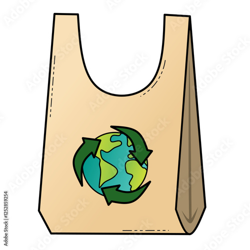 Recycling bag with the earth globe symbol to save the world. Zero waste eco-friendly product that are reusable and sustainable.
