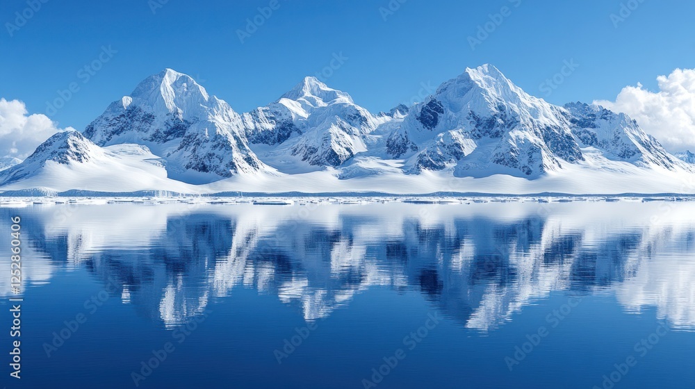 custom made wallpaper toronto digitalAntarctic Mountain Range Reflection, Calm Water, Blue Sky