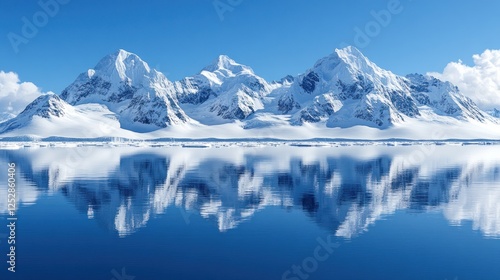 Wallpaper Mural Antarctic Mountain Range Reflection, Calm Water, Blue Sky Torontodigital.ca