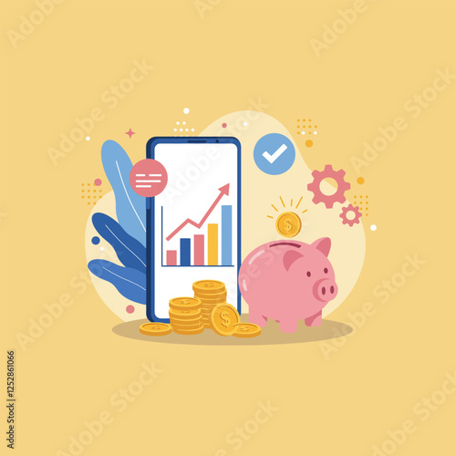 Track Savings Growth with Mobile App and Piggy Bank
