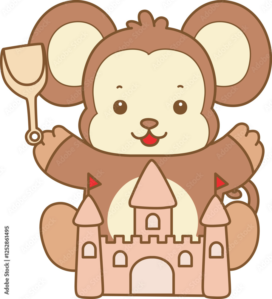 Obraz premium Cute Monkey vector icon. Funny baby Monkey animal series stock illustration. life of fluffy Monkey designs.