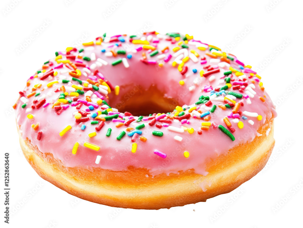 Isolated Delicious Pink Donut with Colorful Sprinkles Isolated Delicious Pink Donut with Colorful Sprinkles