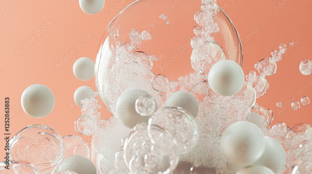 Fototapeta premium Abstract white bubbles on pastel background