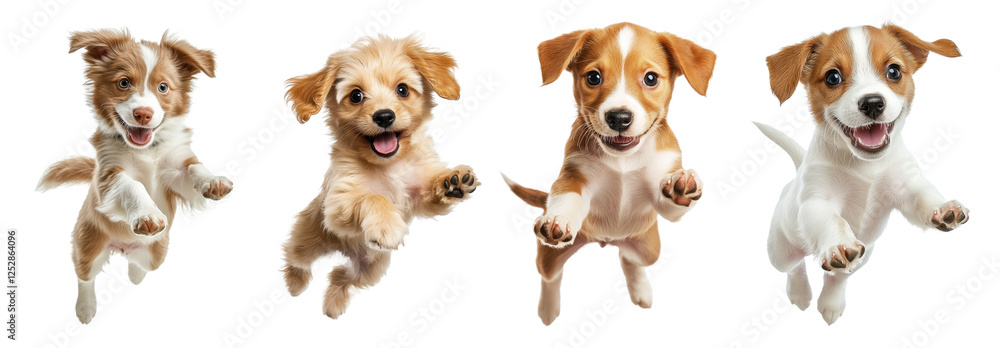Obraz premium set of puppy dog jumping isolated on transparent background
