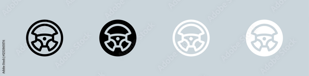 Steering wheel icon set in black and white. Control signs vector illustration. Steering wheel icon set in black and white. Control signs vector illustration.