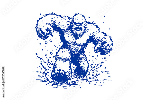 Yeti hand drawn sketch vector