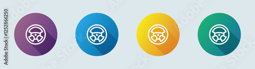 Steering wheel line icon in flat design style. Control signs vector illustration.