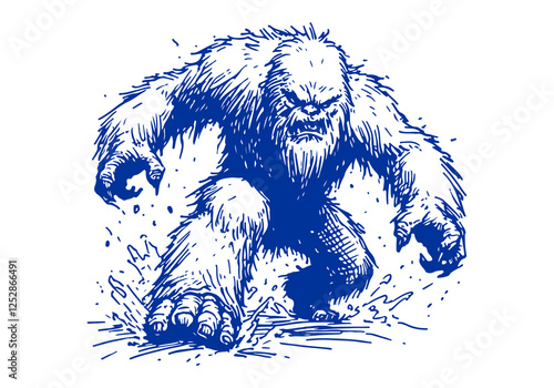 Yeti hand drawn sketch vector