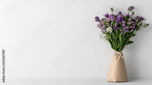 Wallpaper Mural Flowers in Craft Paper; Simple Bouquet against White Background; Home Decor; Ideal for Greeting Cards or Gifts Torontodigital.ca