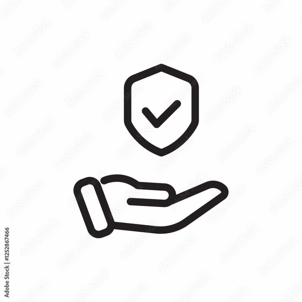 hand security shield protection icon vector sign hand security shield protection icon vector sign