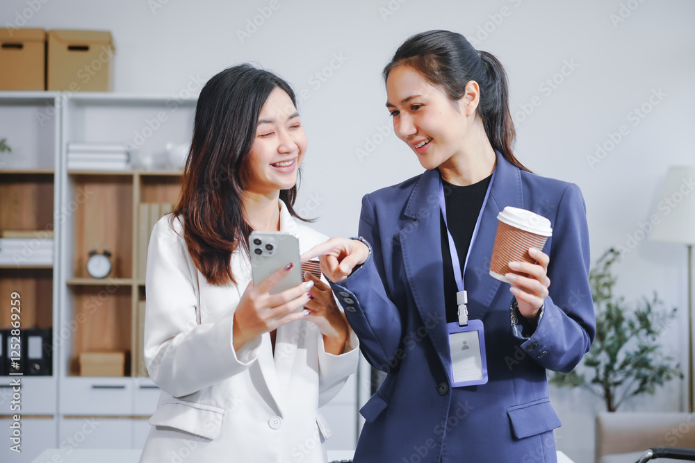 Two Asian female business woman sit desk,discussing business investments.They analyze financial data, explore market opportunities, and strategic growth to maximize returns ensure business success Two Asian female business woman sit desk,discussing business investments.They analyze financial data, explore market opportunities, and strategic growth to maximize returns ensure business success