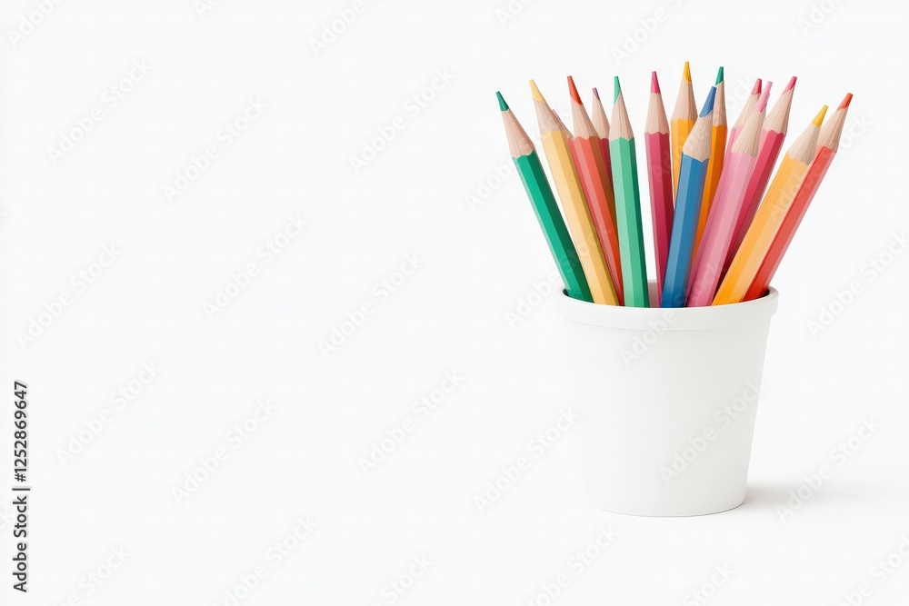 Fototapeta premium Colorful Art Supplies for Creative Projects Studio Workspace Photography Minimalist Setting Close-Up Perspective Artistic Expression