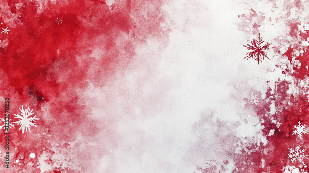 Obraz premium Red and White Watercolor Snowflakes on White Background