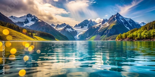 Aialik Bay, Kenai Fjords National Park, Alaska: Dramatic Coastal Landscape with Bokeh Effect photo