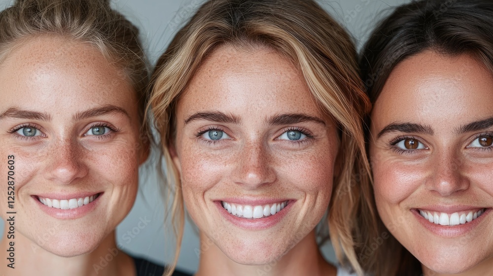 Happy women friends smiling portrait, close-up Happy women friends smiling portrait, close-up