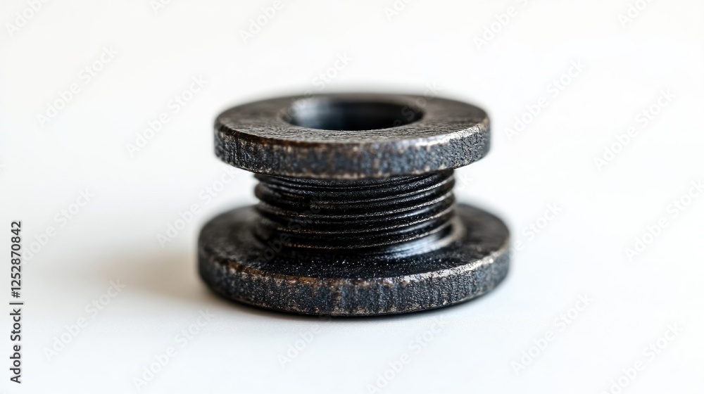 Dark metal wire spool on white background Dark metal wire spool on white background