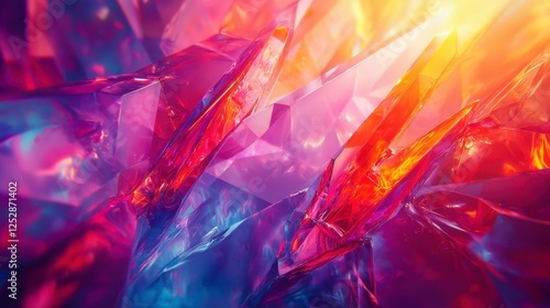 Stunning Abstract Art Piece Featuring Colorful Crystals and Vibrant Light Reflections for Unique Visual Appeal