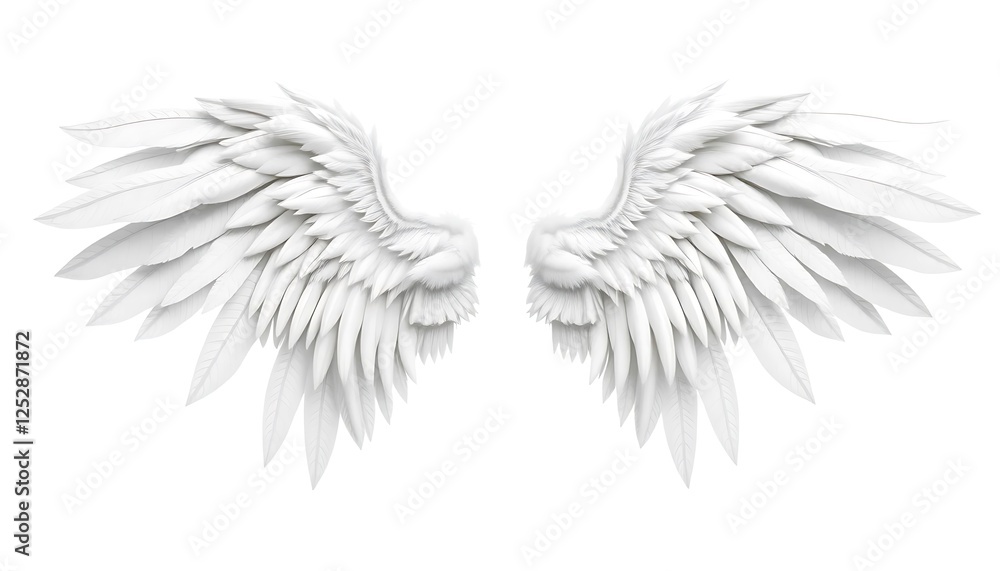 Fototapeta premium White Angel Wings On A Transparent Background