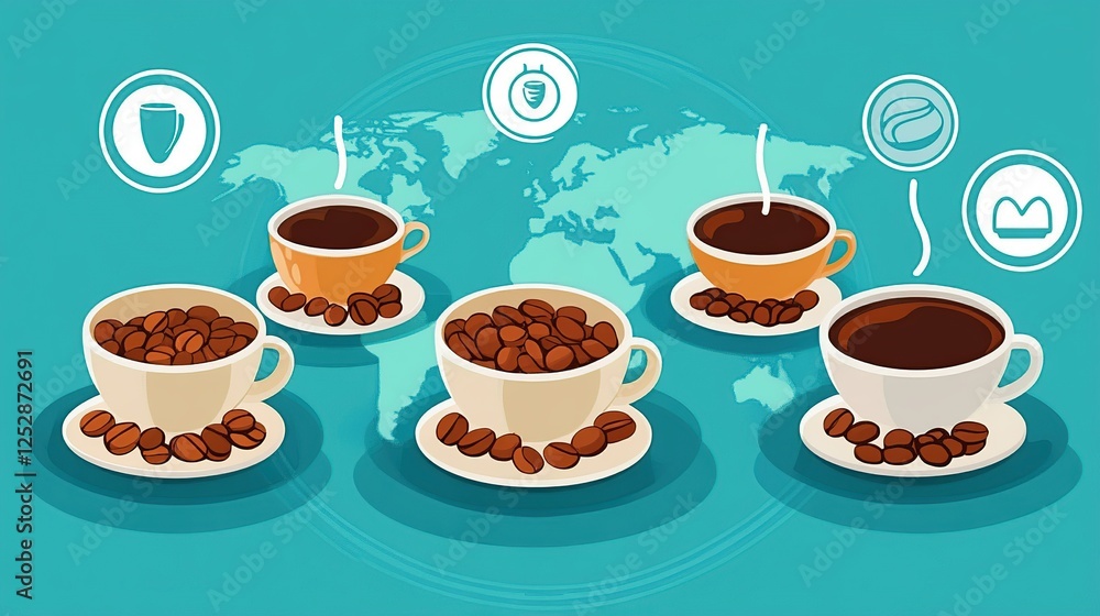 Obraz premium Global Coffee Production Beans to Cup
