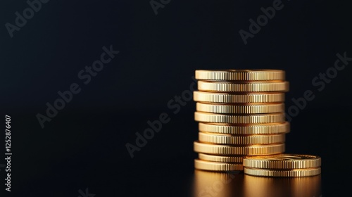 Wallpaper Mural Stack of shiny gold coins on a dark background Torontodigital.ca