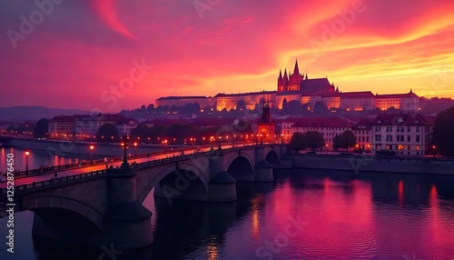Beautiful Cityscape Reflected In A River