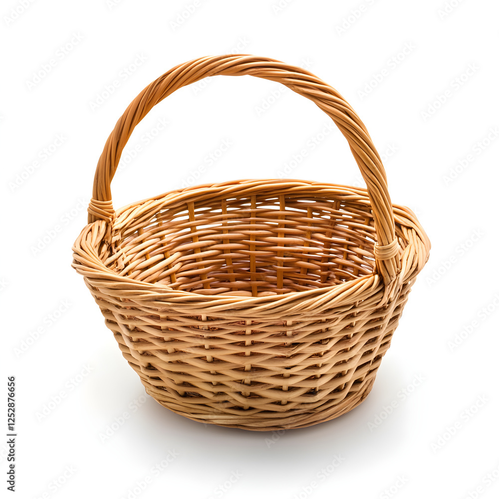 Empty wicker rattan basket isolated on white Empty wicker rattan basket isolated on white