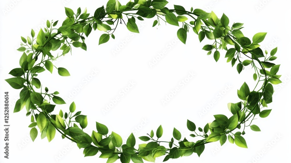 Fresh Green Leaf Garland Frame Design for Nature Backgrounds Fresh Green Leaf Garland Frame Design for Nature Backgrounds