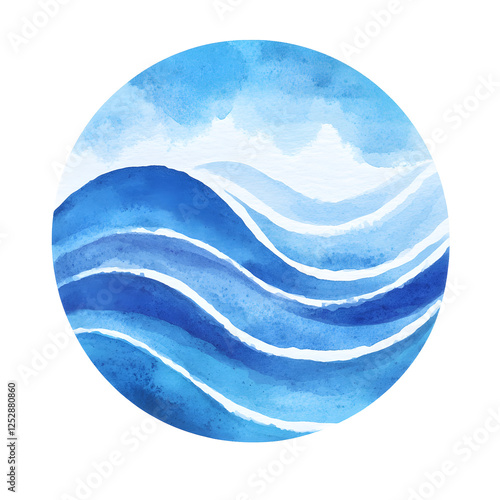 Watercolor based sea waves logo 