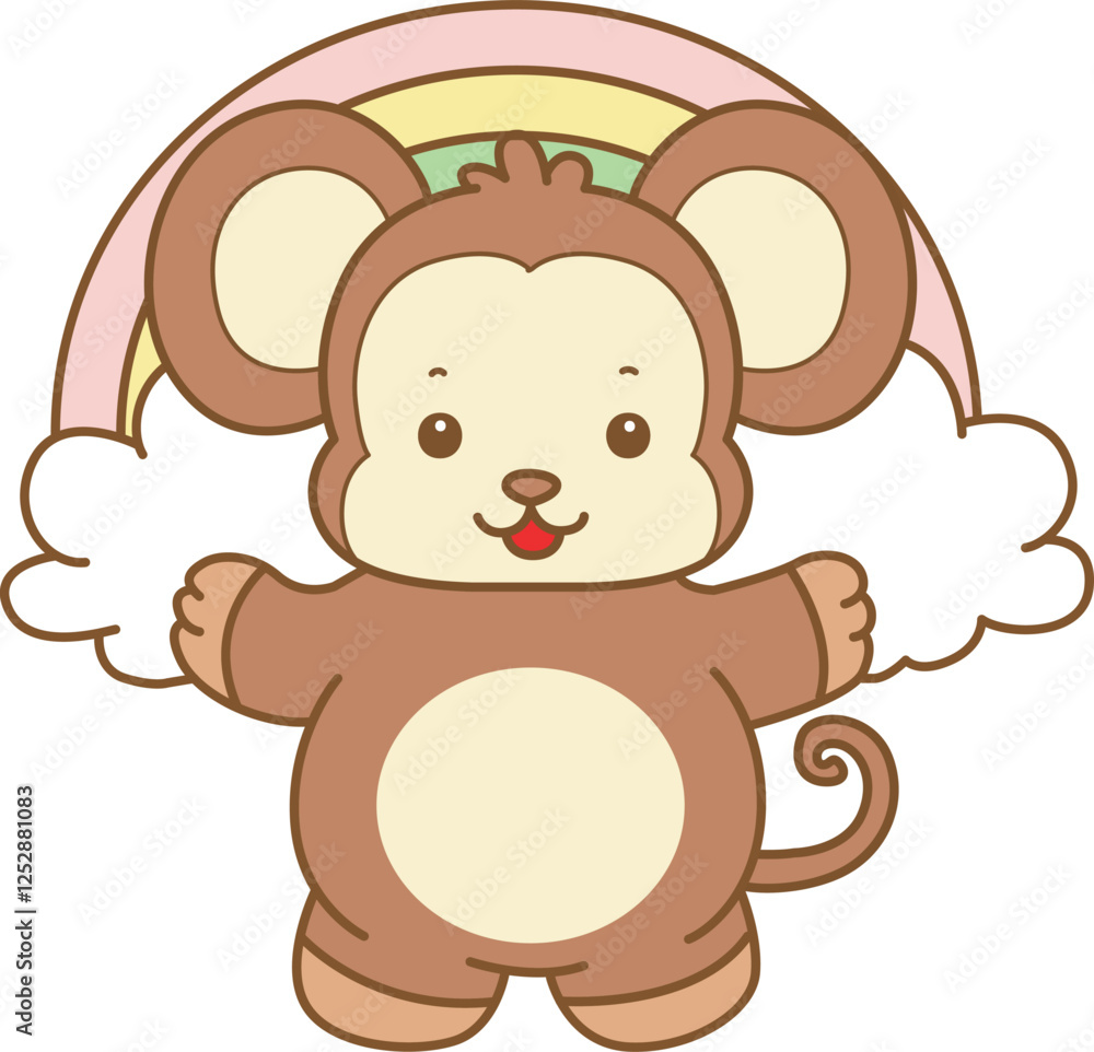 Cute Monkey vector icon. Funny baby Monkey animal series stock illustration. life of fluffy Monkey designs. Cute Monkey vector icon. Funny baby Monkey animal series stock illustration. life of fluffy Monkey designs.