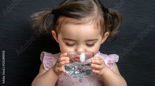 Obraz na płótnie A child drinking clean water on World Water Day. w salonie