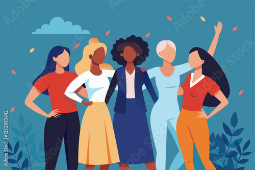 Celebrating women's day with diverse female unity and empowerment