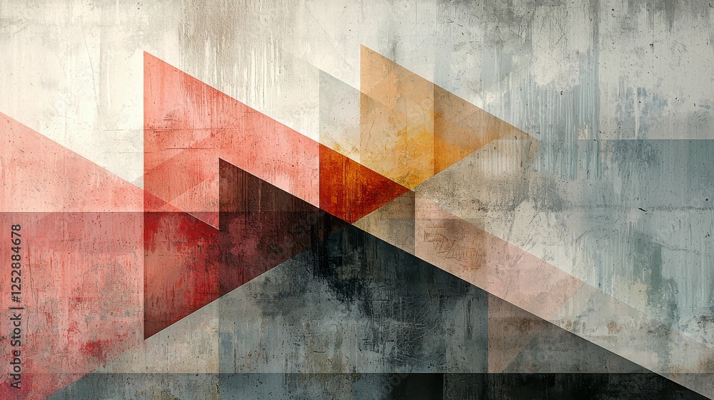 Abstract Geometric Composition Featuring Triangular Shapes and Textures in Warm and Cool Color Gradients for Artistic Purpose Abstract Geometric Composition Featuring Triangular Shapes and Textures in Warm and Cool Color Gradients for Artistic Purpose