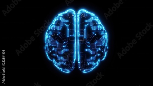 Wallpaper Mural Futuristic Digital Brain with LED Lights and Circuit Patterns Torontodigital.ca