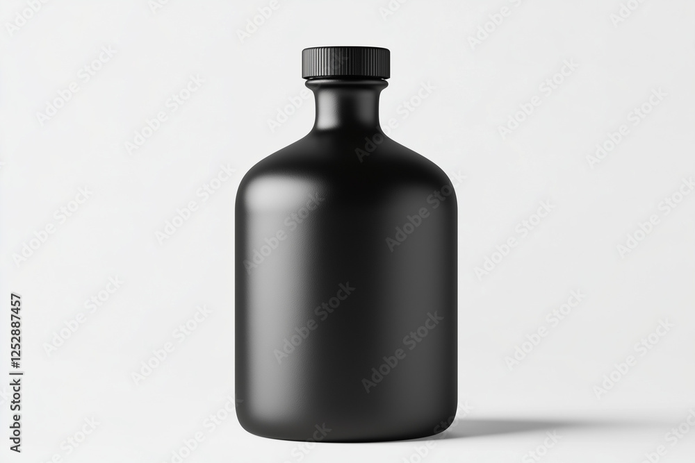 A sleek matte-finish bottle mockup standing upright, perfect for branding design, with copy space. A sleek matte-finish bottle mockup standing upright, perfect for branding design, with copy space.