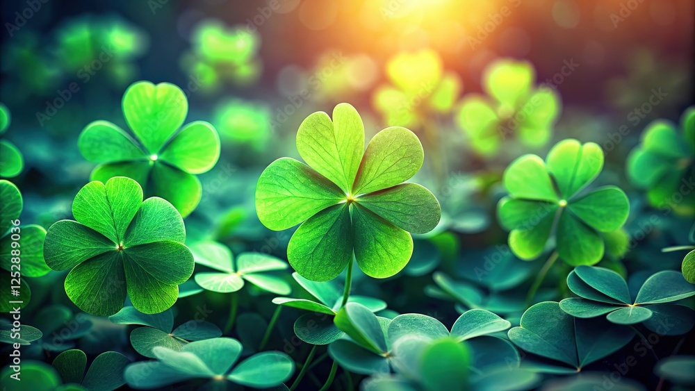 Green shamrock, abstract lines, AI nature photo. Green shamrock, abstract lines, AI nature photo.