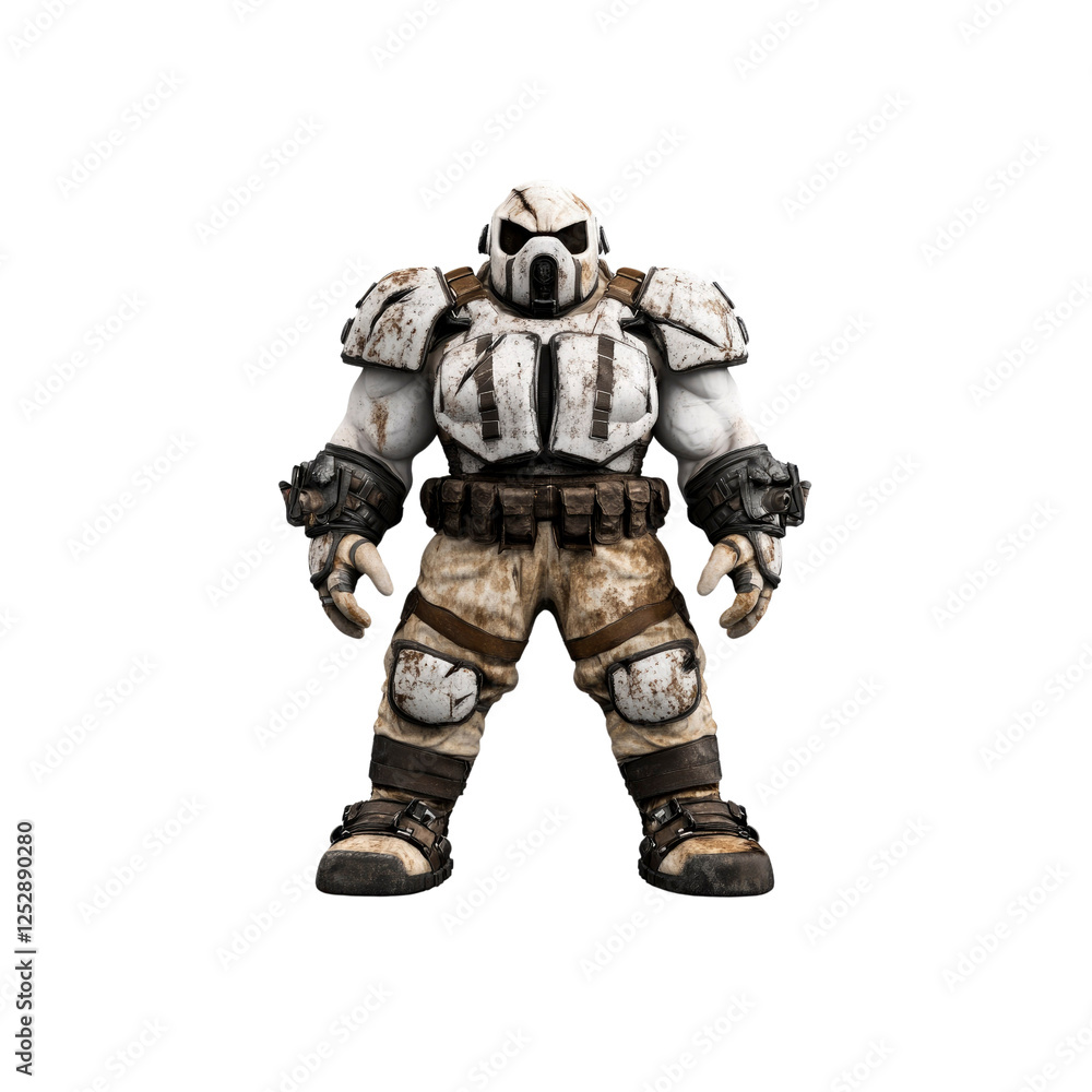 Powerful Sci-Fi Soldier Figure in Weathered Combat Armor Powerful Sci-Fi Soldier Figure in Weathered Combat Armor