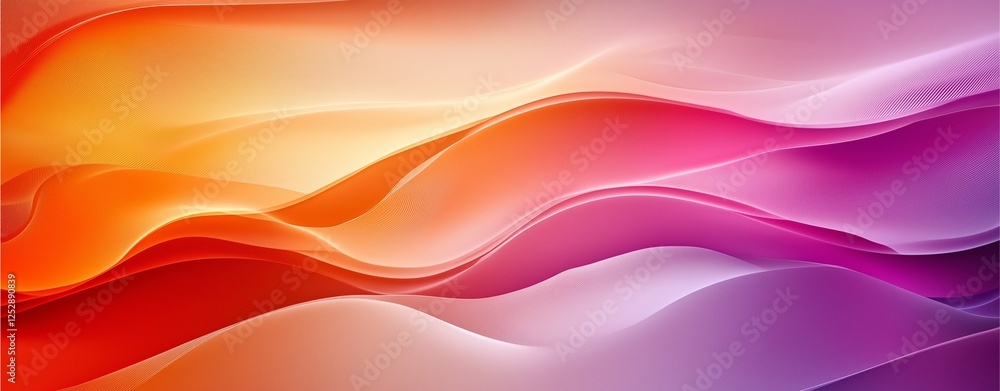 Abstract Flowing Waves: A captivating abstract art piece featuring a vibrant blend of red, orange, and purple hues that ebb and flow in a rhythmic pattern, creating a mesmerizing visual experience.  