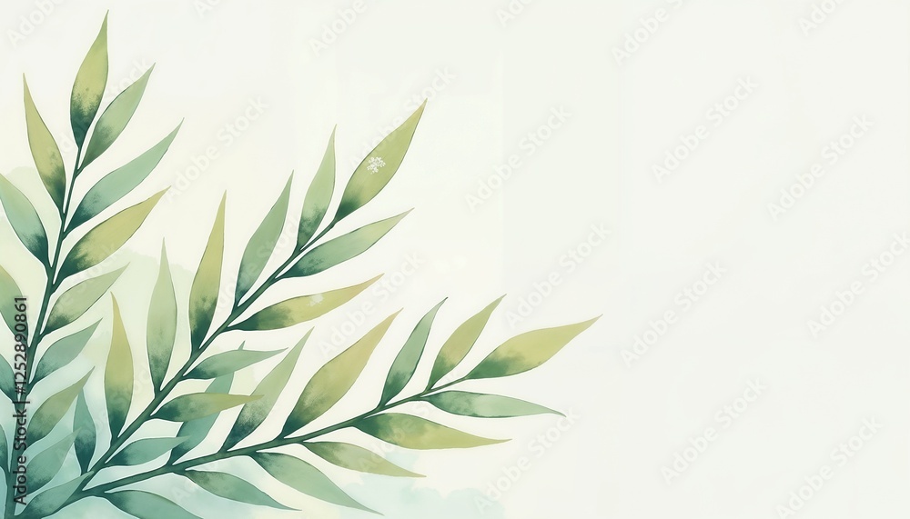Fototapeta premium Serene Watercolor Leaves with Soft Blended Colors